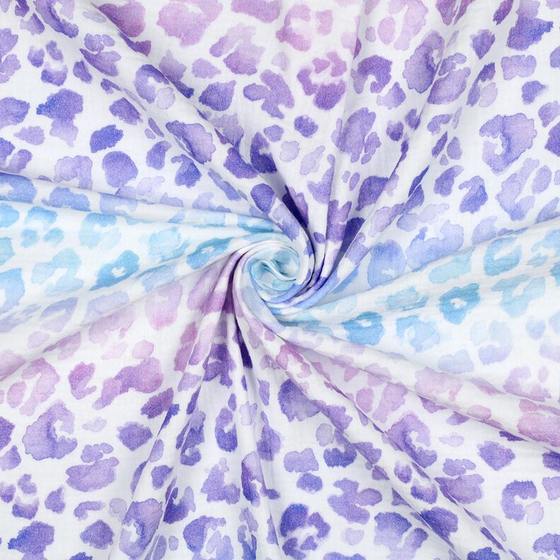 Musselin/ Doppel-Krinkel Gewebe Farbverlauf Leo Print Digitaldruck | Poppy Fabrics – weiss/blaulila, image number 3