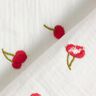 Musselin/ Doppel-Krinkel Gewebe gestickte Kirschen | Poppy Fabrics – weiss/feuerrot,  thumbnail number 4
