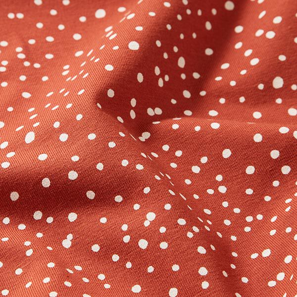 Baumwolljersey unregelmäßige Punkte – terracotta | Reststück 50cm