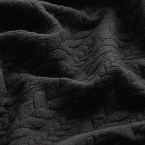 Jerseyjacquard Cloqué Zopfmuster – schwarz, 