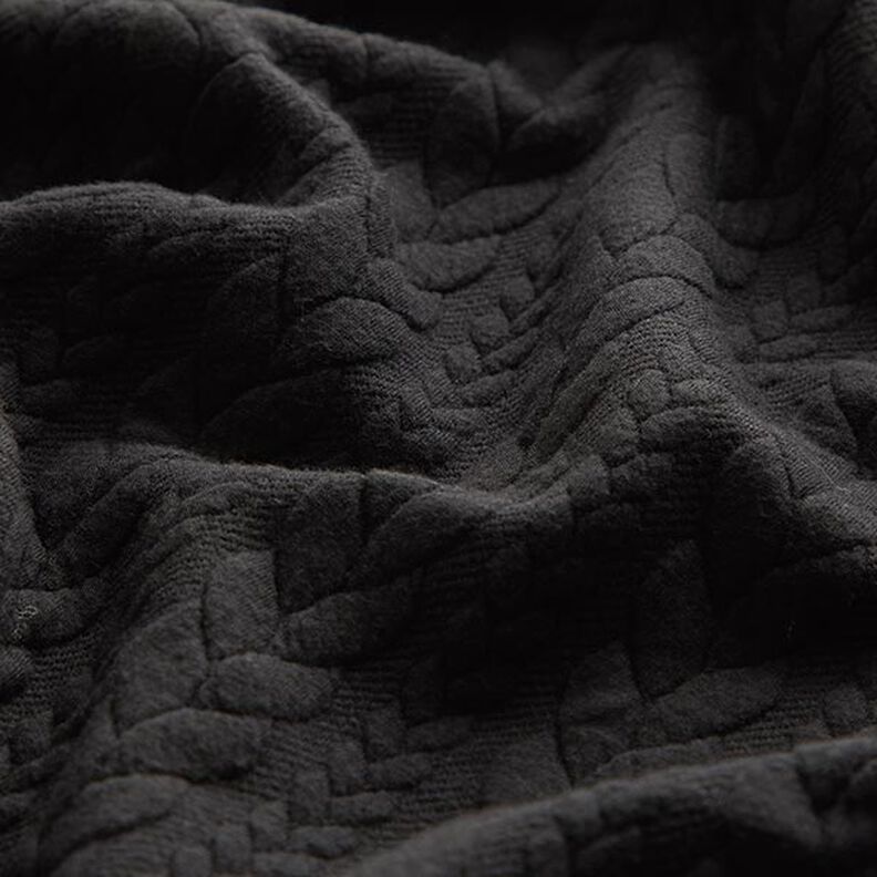 Jerseyjacquard Cloqué Zopfmuster – schwarz,  image number 2