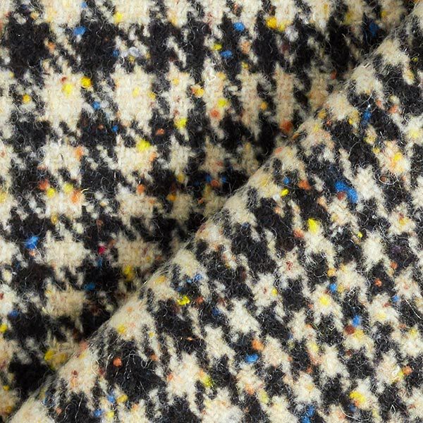 Angerauter Wollmix Hahnentritt & Farbsprenkel – schwarz/hellbeige, image number 4