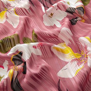 Chiffon Satin & Glanz-Streifen große Blumen – altrosa, 
