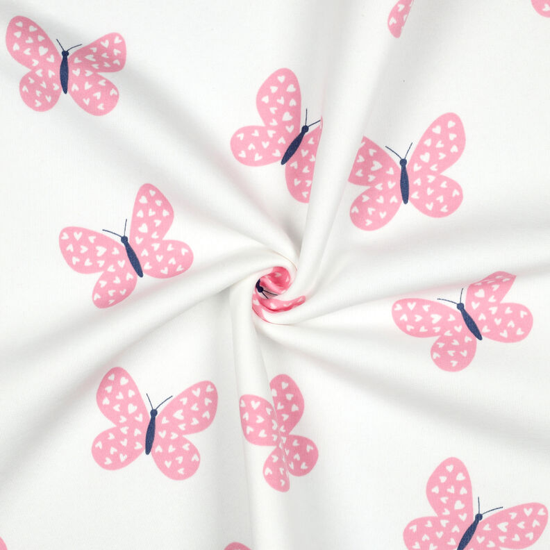 Sweatshirt angeraut große Schmetterlinge | Poppy Fabrics – elfenbein/rosa,  image number 3