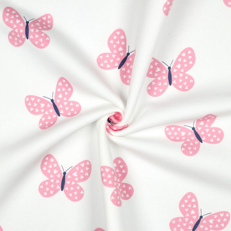 Sweatshirt angeraut große Schmetterlinge | Poppy Fabrics – elfenbein/rosa, image number 3