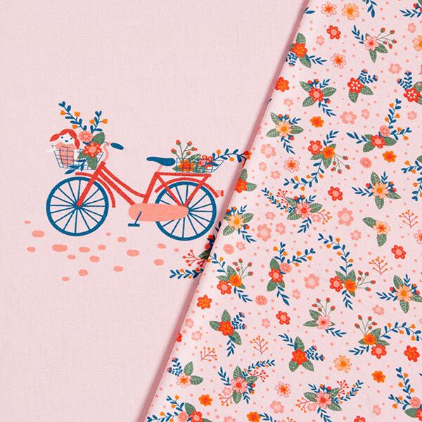 Baumwolljersey Panel Fahrrad-Ausflug | PETIT CITRON – rosé/petrol
