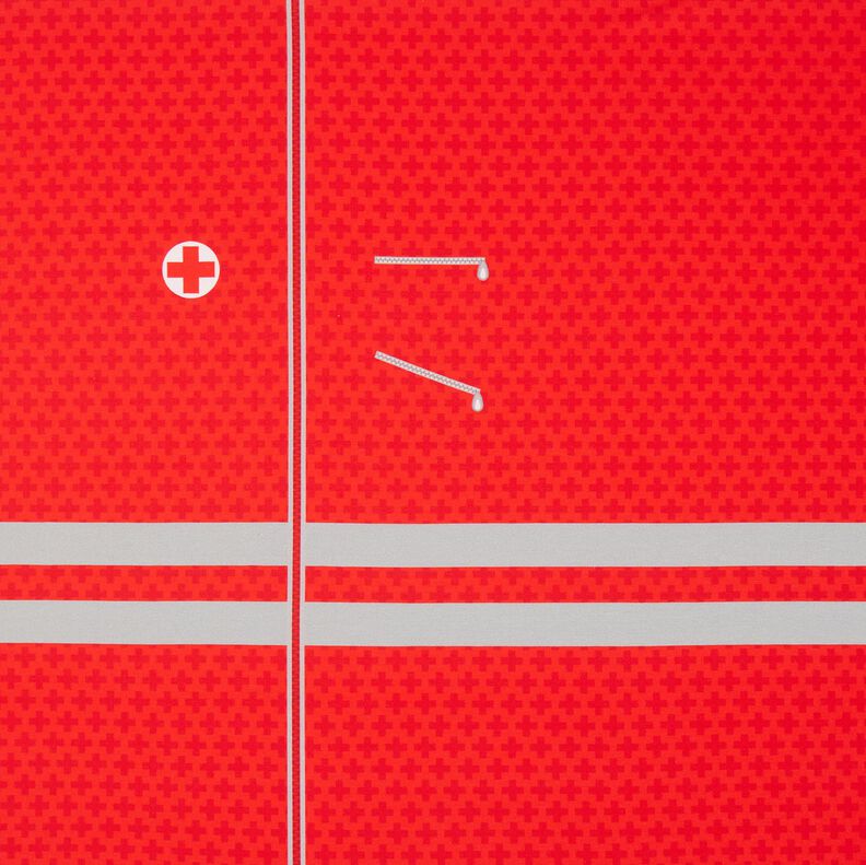 French Terry Panel Einmal Notarzt sein | Stoff&Liebe – rot/silbergrau,  image number 6
