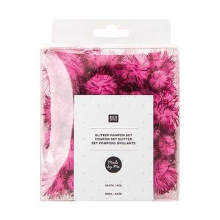 Glitter Pompon Set [60 Stk.] - pink, 