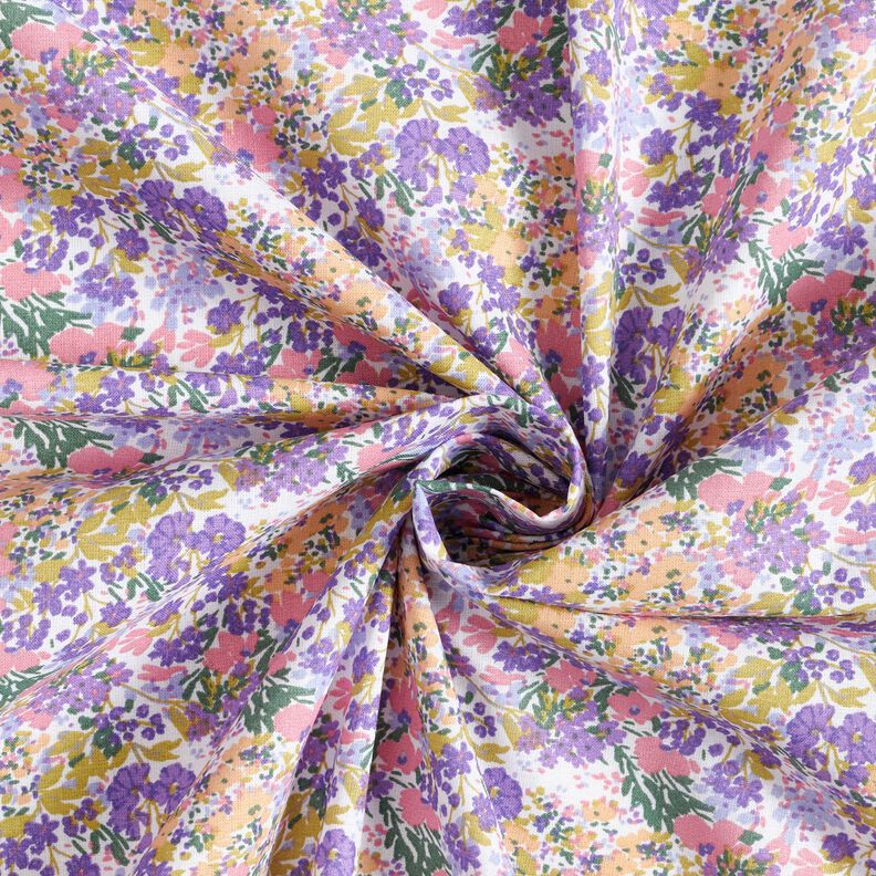 Baumwollstoff Cretonne Blumenmeer – weiss/lavendel,  image number 3