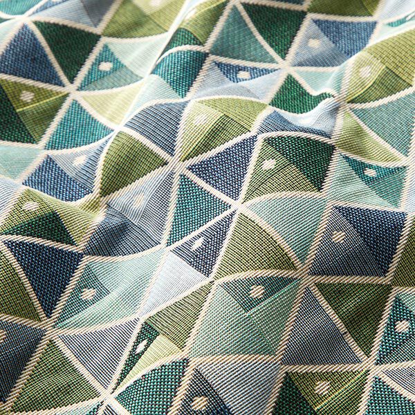 Dekostoff Gobelin geometrische Fische – blau/grün | Reststück 100cm