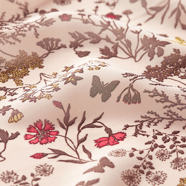 Chiffon Blumen & Schmetterlinge – rosé | Reststück 120cm