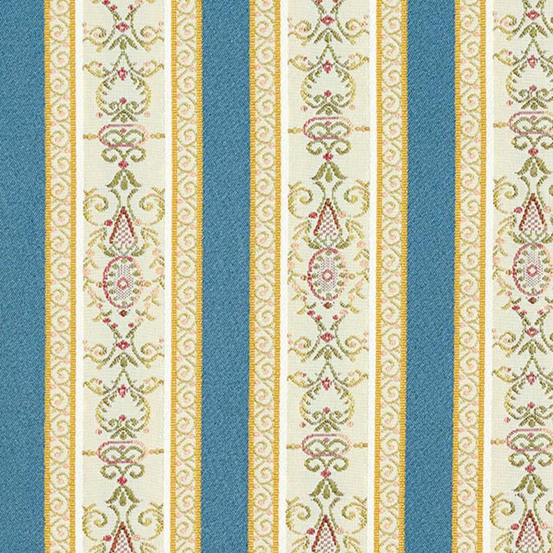 Möbelstoff Jacquard Biedermeier Streifen – creme/blau,  image number 1