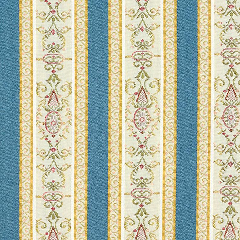 Möbelstoff Jacquard Biedermeier Streifen – creme/blau,  image number 1