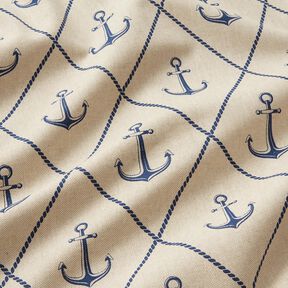 Dekostoff Halbpanama Anker klassisch – natur/marineblau, 