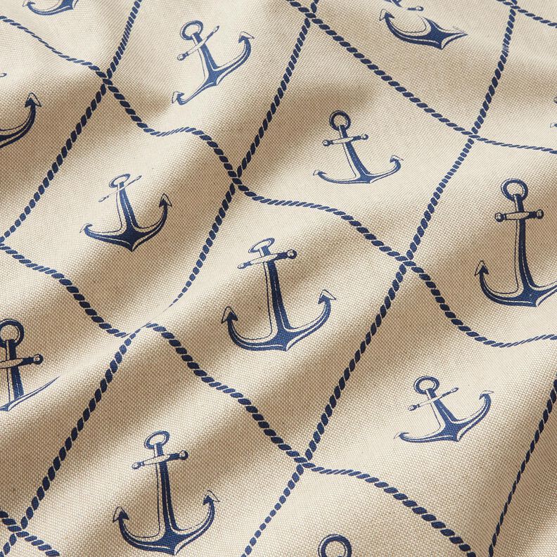 Dekostoff Halbpanama Anker klassisch – natur/marineblau,  image number 2