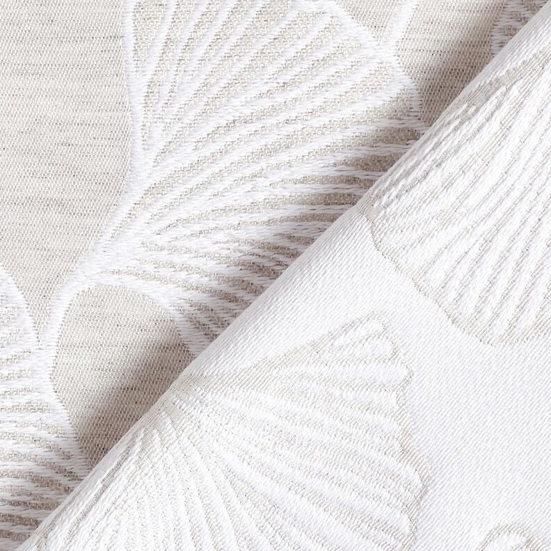 Dekostoff Jacquard gro&szlig;er Ginko &ndash; nebelgrau/elfenbein,  image number 4