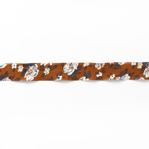 Blumenband [25 mm] – karamell/weiss,  image number 2