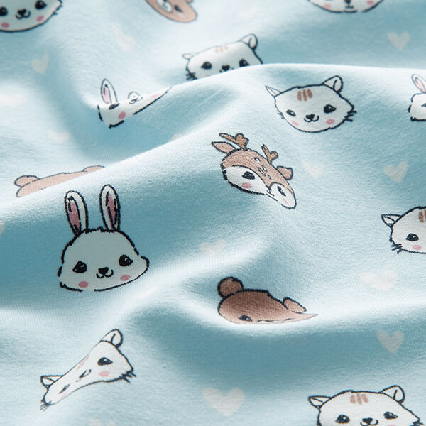 Baumwolljersey süße Tiergesichter – babyblau, image number 2