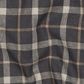 Leinen-Mix Karo bunt gewebt &ndash; braun/beige, 