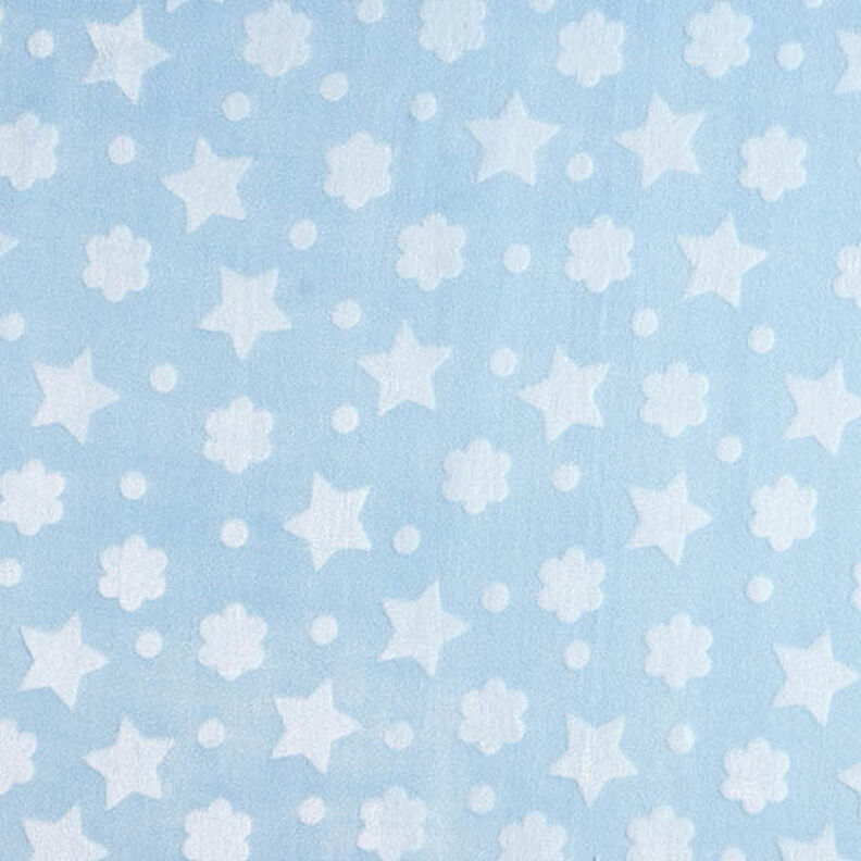 Kuschelfleece Sterne und Blumen – hellblau,  image number 1