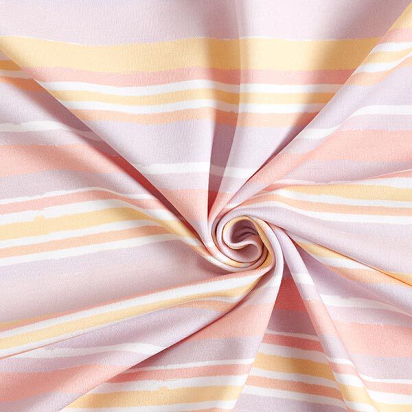 French Terry Sommersweat Digitaldruck Streifen – flieder | Reststück 100cm