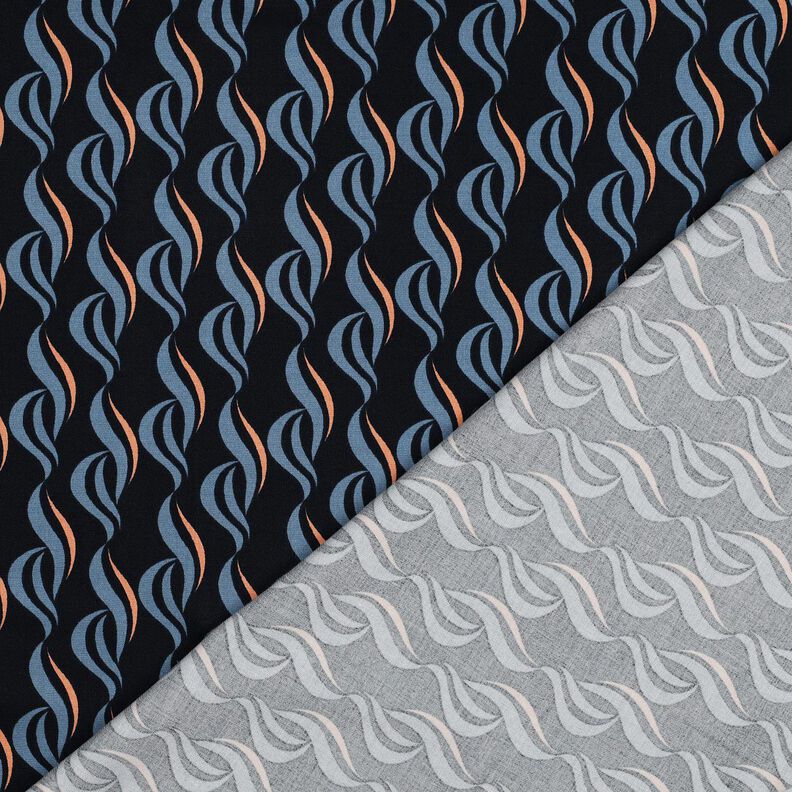 Viskose-Stretch abstrakte Wellen – schwarzblau/helljeansblau,  image number 4