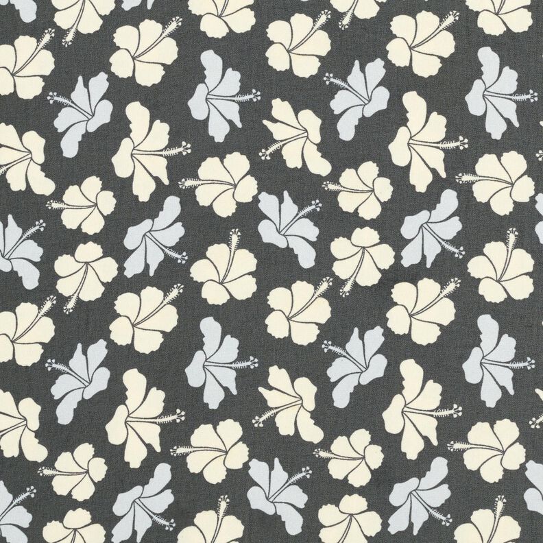 Chiffon Hibiskusblüten – schwarz/weiss,  image number 1
