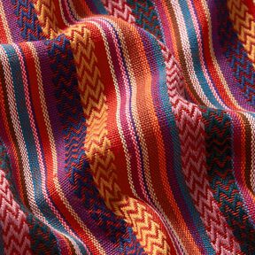 Dekostoff Jacquard Chevron-Streifen – karminrot/grün, 