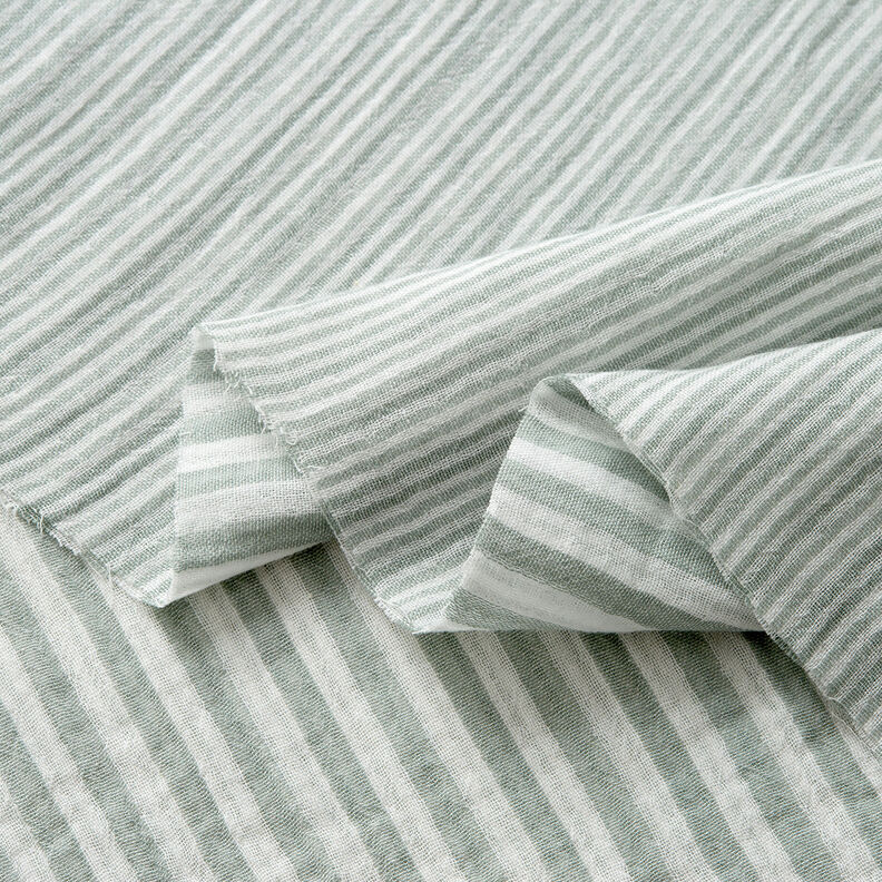 Musselin/ Doppel-Krinkel Gewebe Doubleface Streifen – schilf/weiss,  image number 3