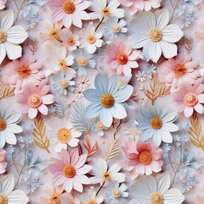 Baumwollpopeline Papierblumen Digitaldruck – hellaltrosa, 