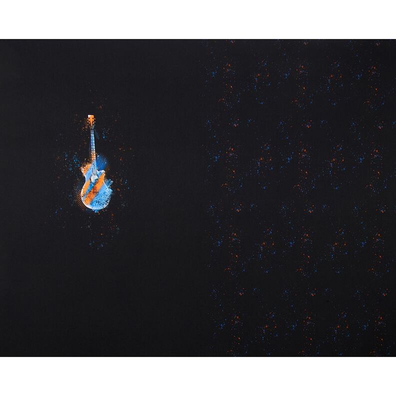 Baumwolljersey Panel Gitarre | Glitzerpüppi – schwarz/orange, image number 5