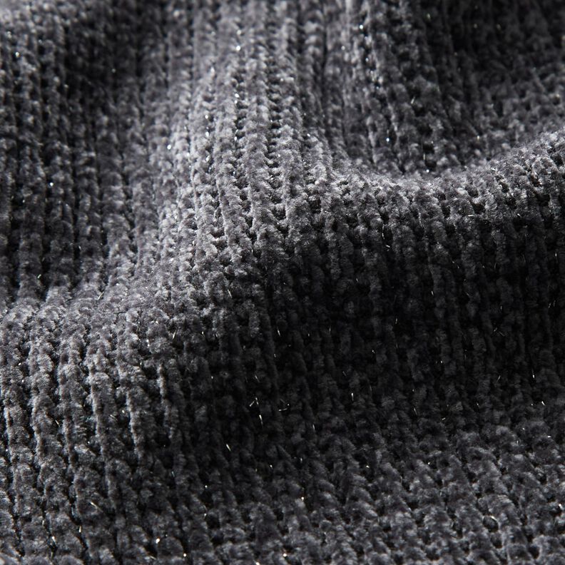 Glitzer-Chenille – schiefergrau/silber metallic | Reststück 80cm,  image number 2