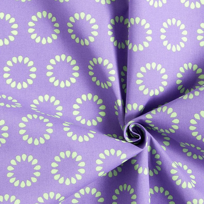 Beschichtete Baumwolle bunte Kreise – lavendel/maigrün, image number 3