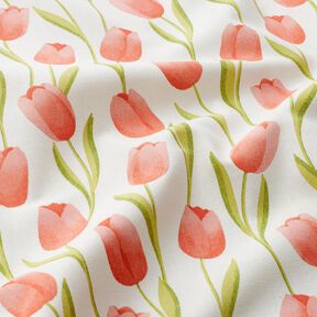 Dekostoff Halbpanama Tulpen – elfenbein/hummer, 