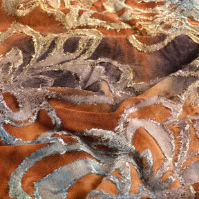 Jacquard Jersey Blumen mit Batik – burgunder/steingrau, 