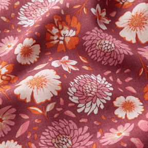 Leinen-Viskosemischung Blumen – beere, 