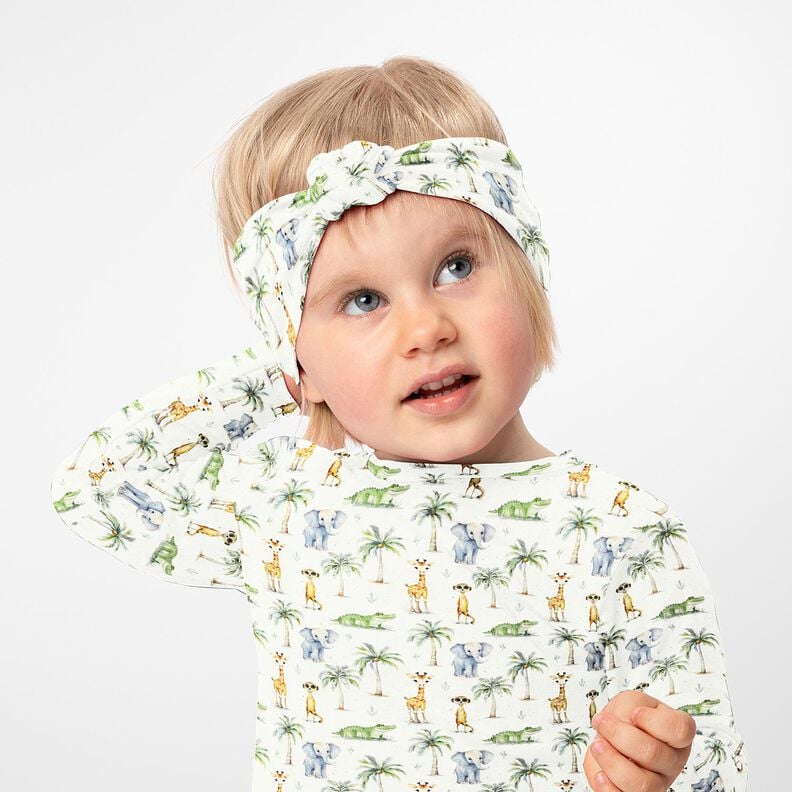 Baumwolljersey Baby Jungeltiere Digitaldruck – wollweiss, image number 5