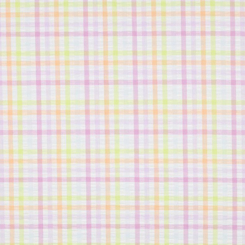 Seersucker Baumwoll-Mix buntes Karo – weiss/pastellviolett,  image number 1