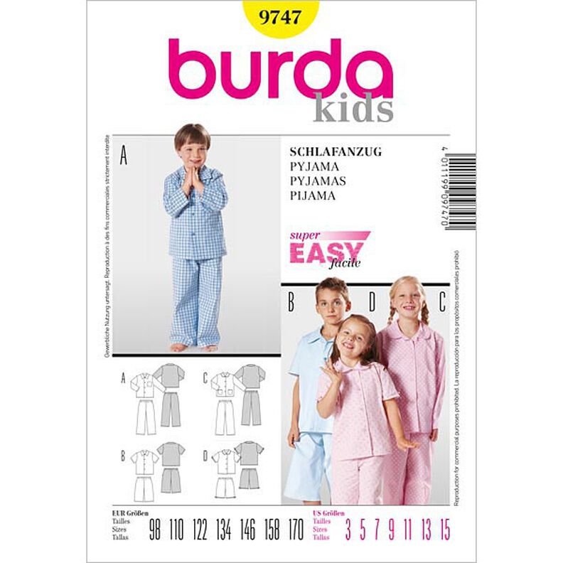 Kinderschlafanzug | Burda 9747 | 98-170,  image number 1