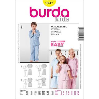 Kinderschlafanzug | Burda 9747 | 98-170, 