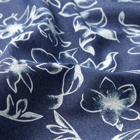 Chambray Sommerblüten – marineblau/wollweiss, 