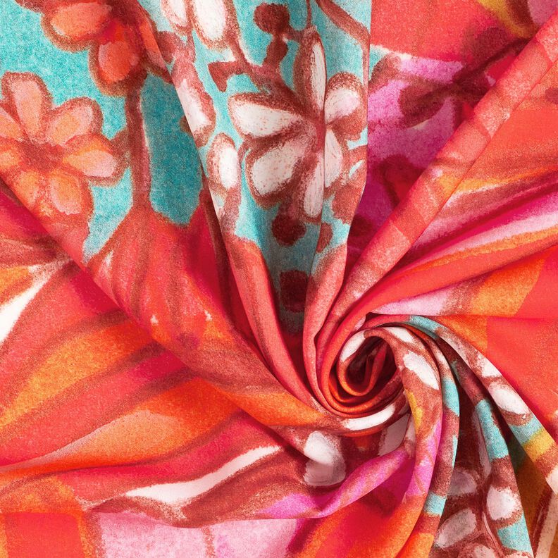Beachwear Panel Pareo Sommerblumen – orange/gelboliv, image number 4