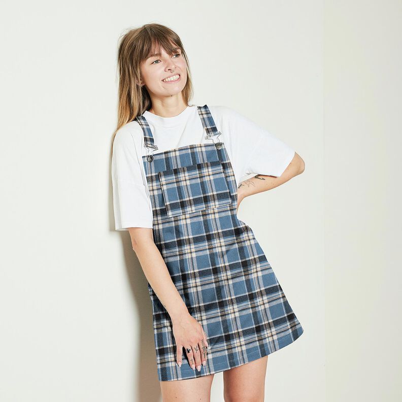 Baumwollflanell Karo – jeansblau/schwarz, image number 5