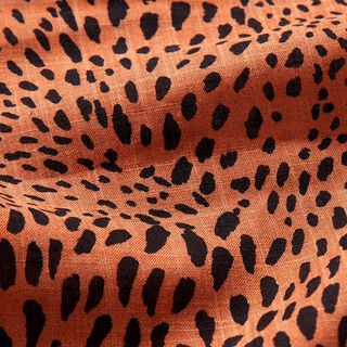 Baumwoll-Viskose-Mix tierische Tupfen – terracotta/schwarz, 