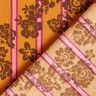 Baumwollstoff Cretonne Blumen auf Streifen – currygelb/purpur,  thumbnail number 4
