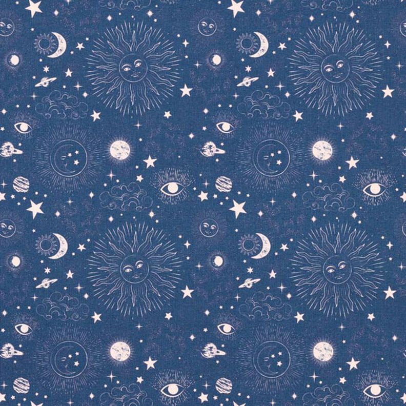 Dekostoff Halbpanama Himmelskörper – marineblau,  image number 1