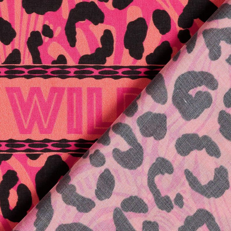 Viskose Voile Leo und Blumen Borderdesign Panel – pink/orange, image number 5