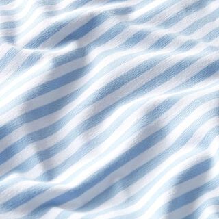 Baumwolljersey schmale Streifen – babyblau/weiss, 