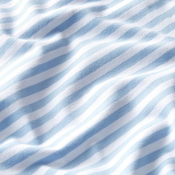 Baumwolljersey schmale Streifen – babyblau/weiss | Reststück 50cm