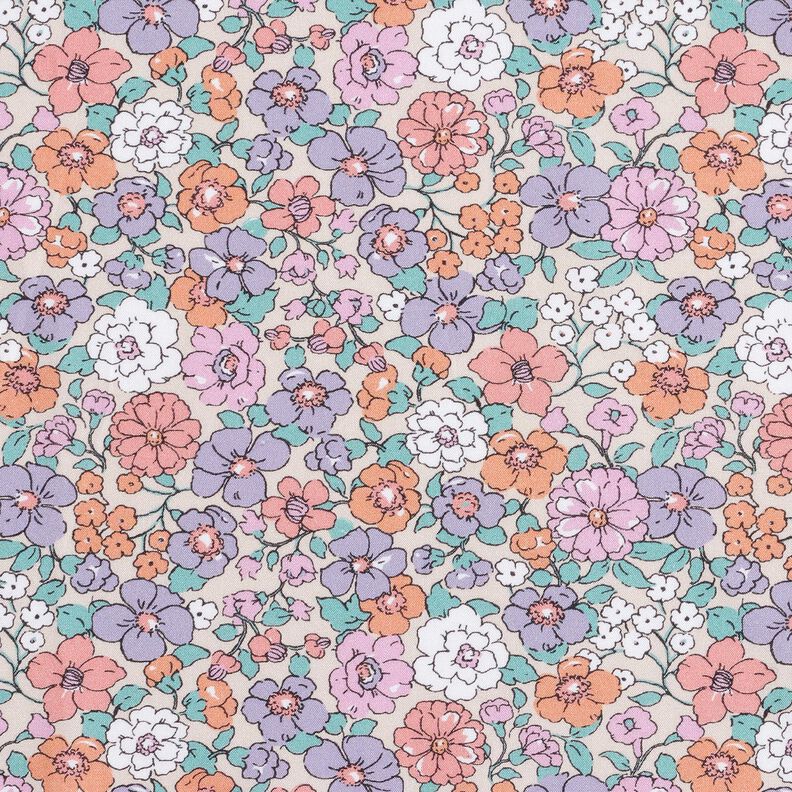 GOTS Baumwollpopeline Blumenwiese | Poppy Fabrics – natur,  image number 1